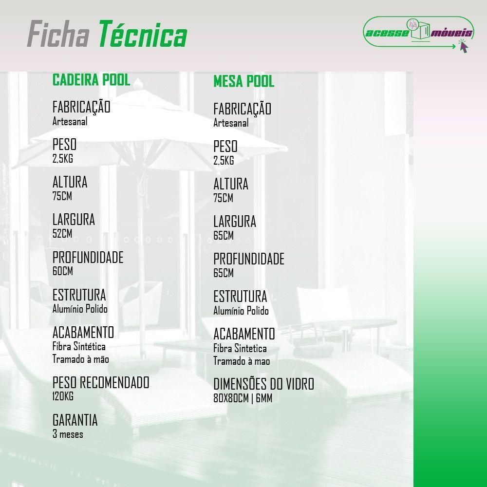 Conjunto Pool Mesa E 4 Cadeiras Alumínio Fibra Acesse Móveis Preto - 7