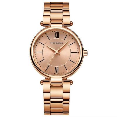 Relógio Feminino Pulseira De Aço Inoxidável á Prova D´agua Quartzo Rose