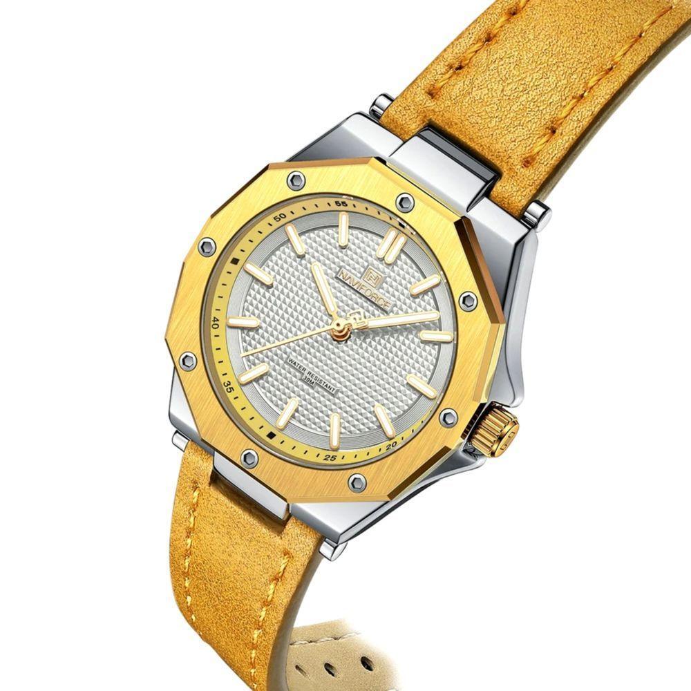 Relógio De Luxo Elegante De Quartzo Amarelo à Prova D´agua Dourado - 2