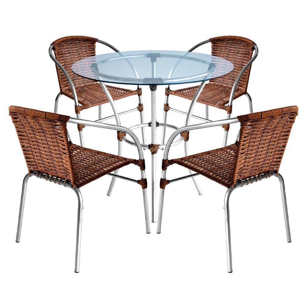 Conjunto Pool Mesa E 4 Cadeiras Alumínio Fibra Acesse Móveis Argila - 2