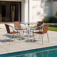 Conjunto Pool Mesa E 4 Cadeiras Alumínio Fibra Acesse Móveis Argila - 1