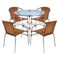 Conjunto Pool Mesa E 4 Cadeiras Alumínio Fibra Acesse Móveis Caramelo - 1