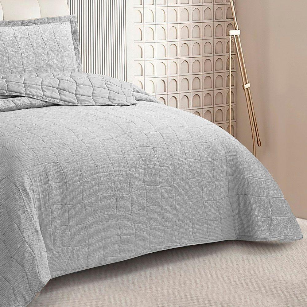 Kit Cobre Leito Colcha Anarruga 3 Peças Queen 240x260cm Prata Sonhare - 3
