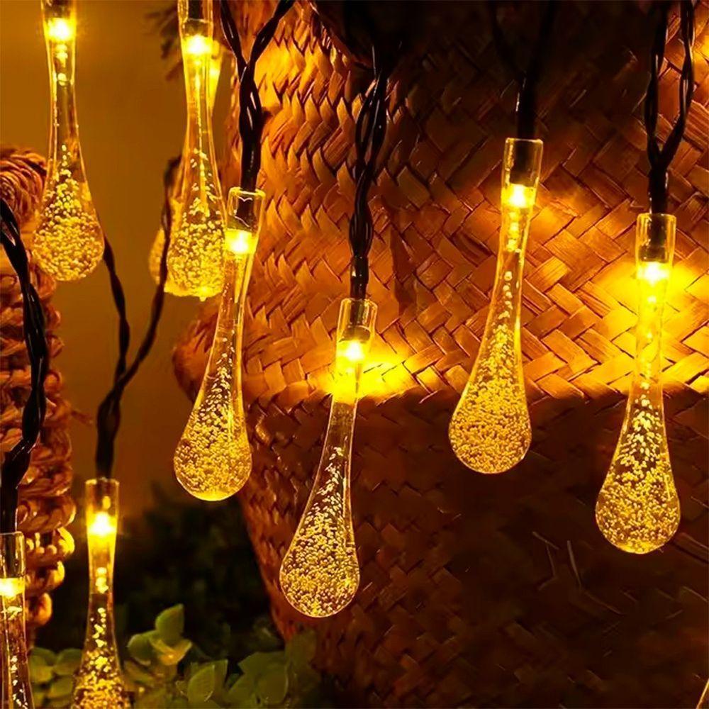 Pisca Cordão Natal Gotas Solar Externo De 5m 20 Leds Amarelo - 5