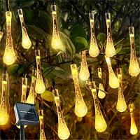 Pisca Cordão Natal Gotas Solar Externo De 5m 20 Leds Amarelo - 2