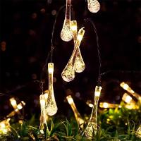 Pisca Cordão Natal Gotas Solar Externo De 5m 20 Leds Amarelo