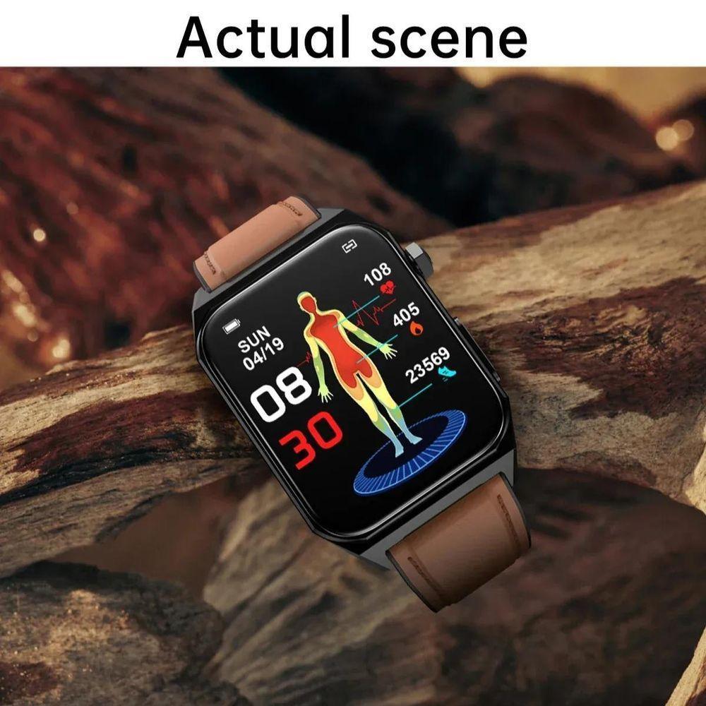 Relógio Ecg + Ppg , Sangue, Glicose, Pressão, Oxigênio, Smartwatch, 1,9 Vermelho - 3