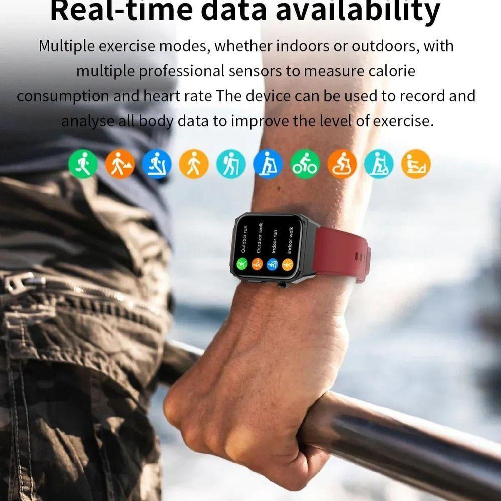 Relógio Ecg + Ppg , Sangue, Glicose, Pressão, Oxigênio, Smartwatch, 1,9 Vermelho - 4