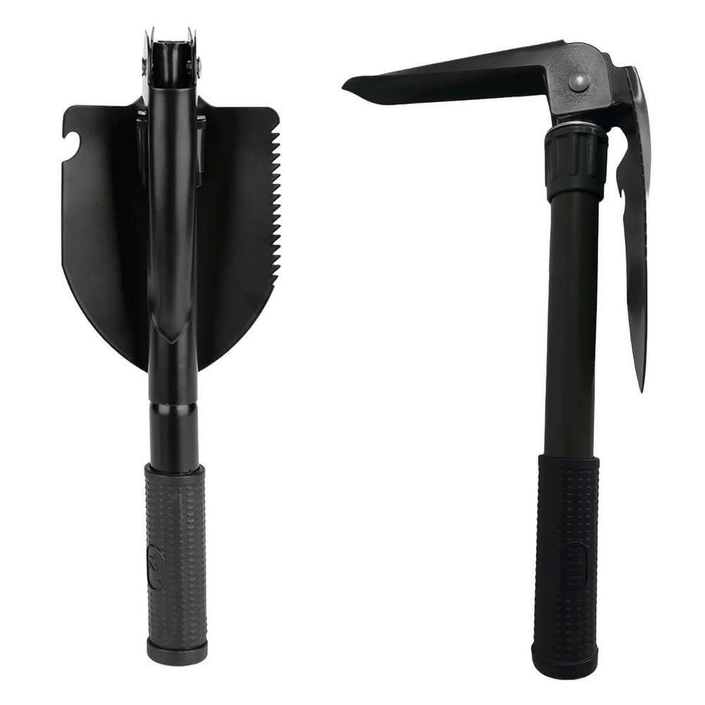 Mini Pá Enxada Dobrável Multifuncional 3 Em 1 Com Bússola - 3