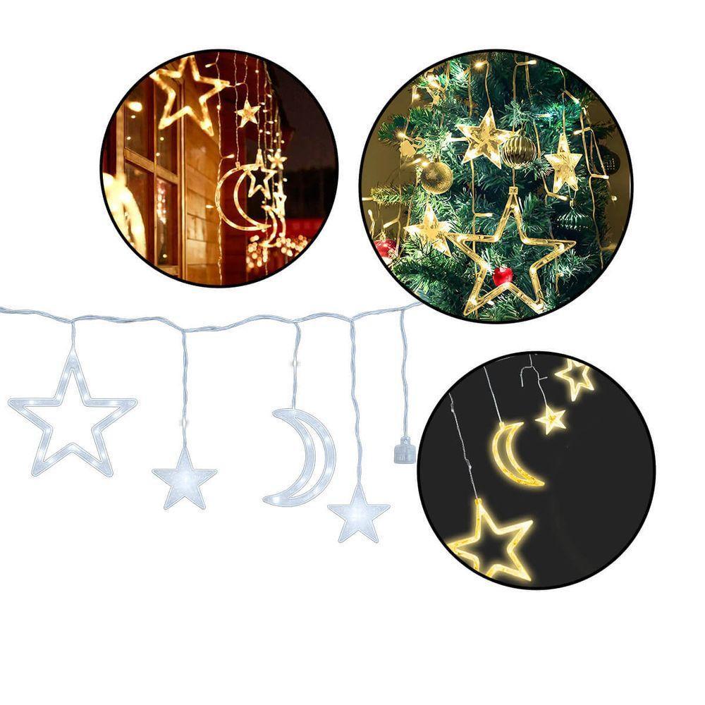 Cascata Led Com Estrelas E Lua Decoração De Natal 220V - 1