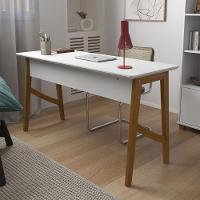 Escrivaninha Taurus 1 Gaveta Mdf Pés Madeira Maciça Mesa De Estudo Aparador Moderno Branco - 1