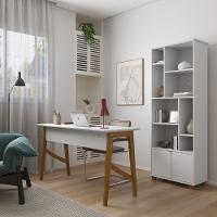 Escrivaninha Taurus 1 Gaveta Mdf Pés Madeira Maciça Mesa De Estudo Aparador Moderno Branco - 3