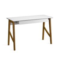 Escrivaninha Taurus 1 Gaveta Mdf Pés Madeira Maciça Mesa De Estudo Aparador Moderno Branco - 6