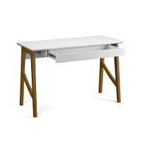 Escrivaninha Taurus 1 Gaveta Mdf Pés Madeira Maciça Mesa De Estudo Aparador Moderno Branco - 7