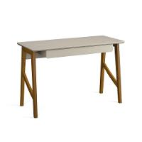 Escrivaninha Taurus 1 Gaveta Mdf Pés Madeira Maciça Mesa De Estudo Aparador Moderno Off White - 7
