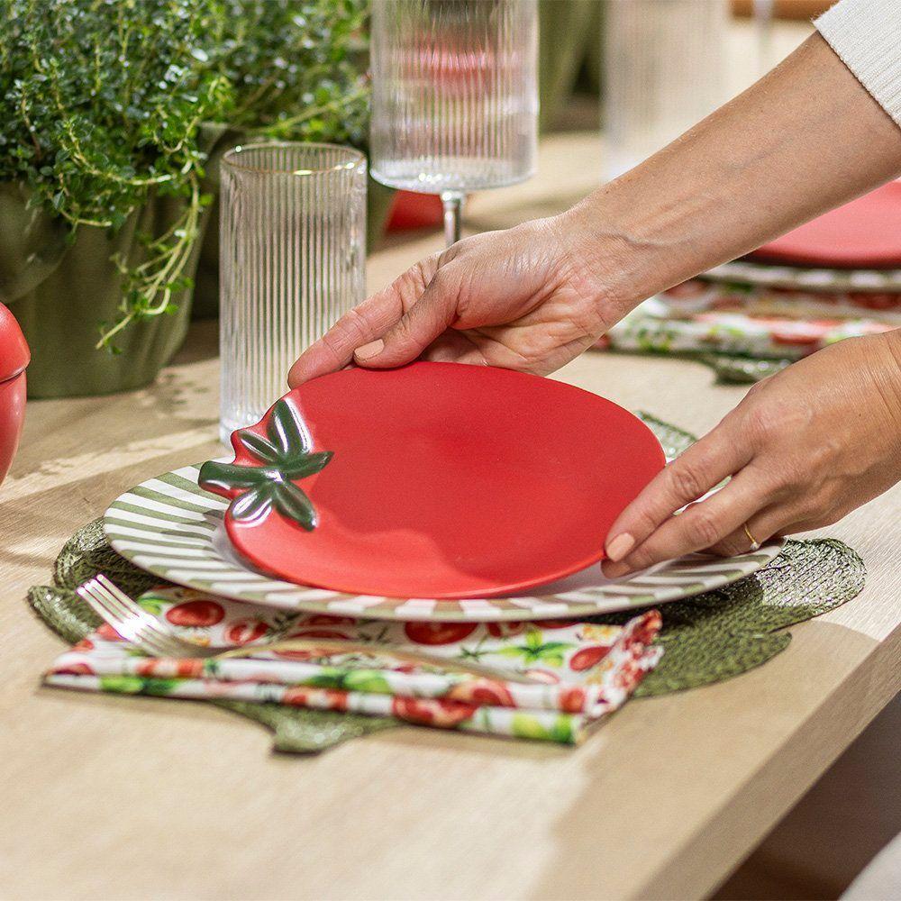 Prato De Sobremesa Copa E Cia Aquarelle Em Cerâmica Pomodoro - 4