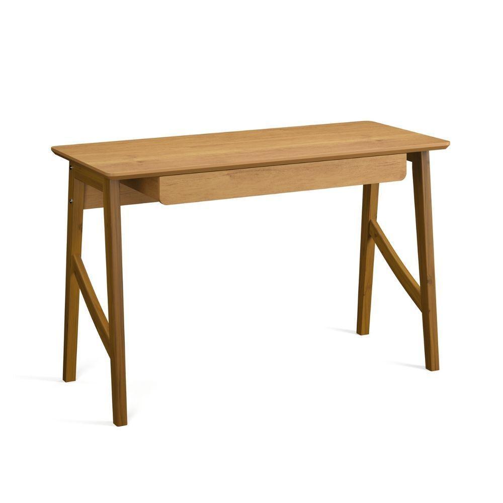 Escrivaninha Taurus 1 Gaveta Mdf Pés Madeira Maciça Mesa De Estudo Aparador Moderno Cinamomo - 7