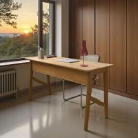 Escrivaninha Taurus 1 Gaveta Mdf Pés Madeira Maciça Mesa De Estudo Aparador Moderno Cinamomo