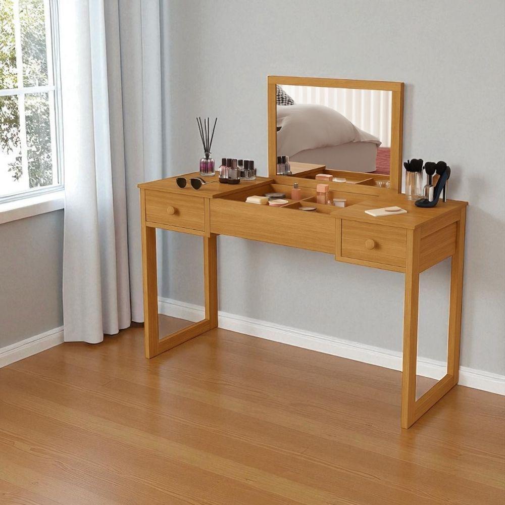 Escrivaninha Penteadeira Com Espelho Multiuso Luanda Fenix Cinamomo/offwhite/cin - 2