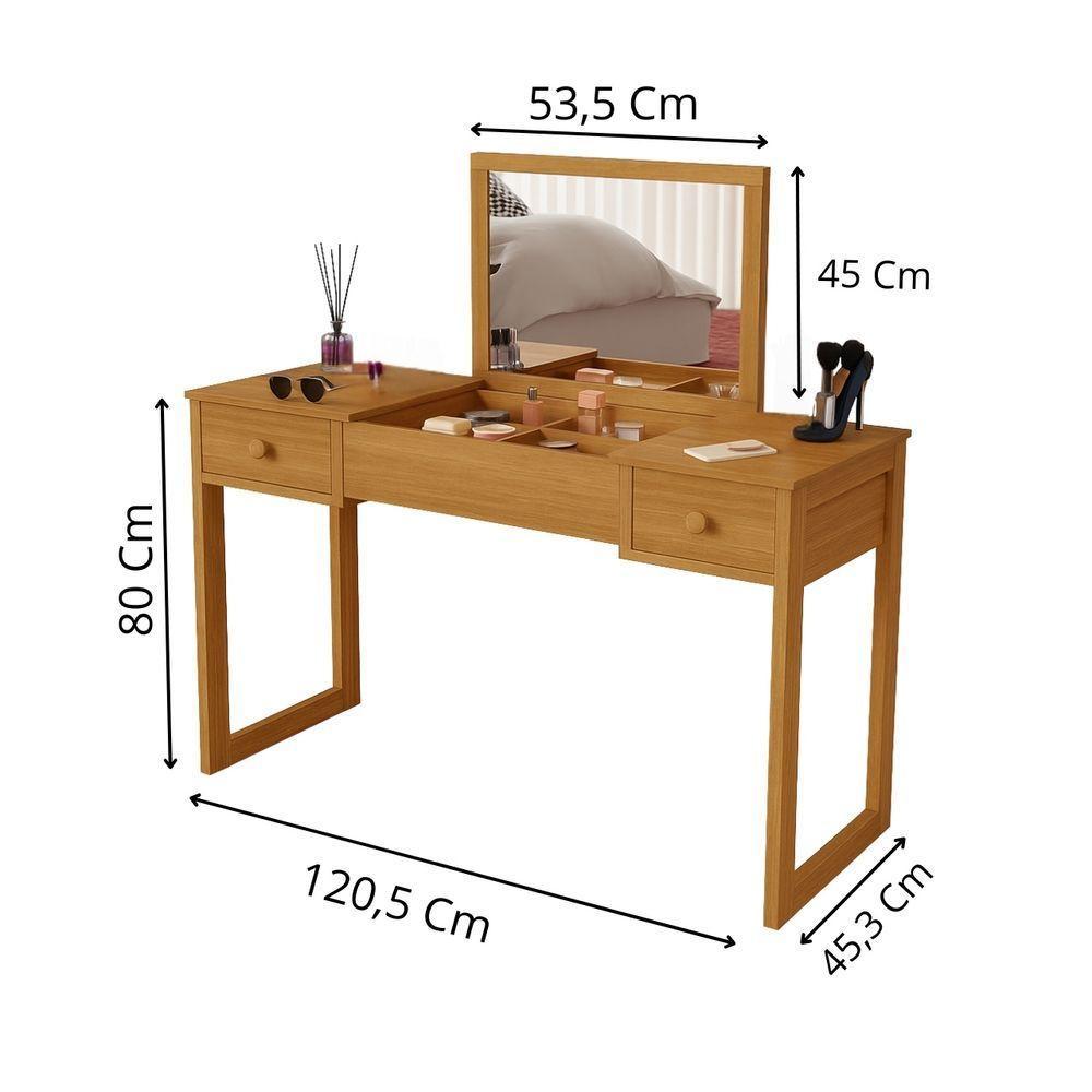 Escrivaninha Penteadeira Com Espelho Multiuso Luanda Fenix Cinamomo/offwhite/cin - 7