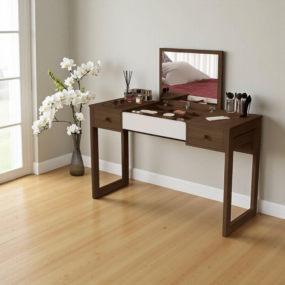 Escrivaninha Penteadeira Com Espelho Multiuso Luanda Fenix Legno/offwhite/legno - 2