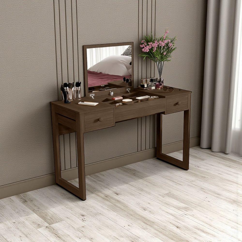 Escrivaninha Penteadeira Com Espelho Multiuso Luanda Fenix Legno/offwhite/legno - 3