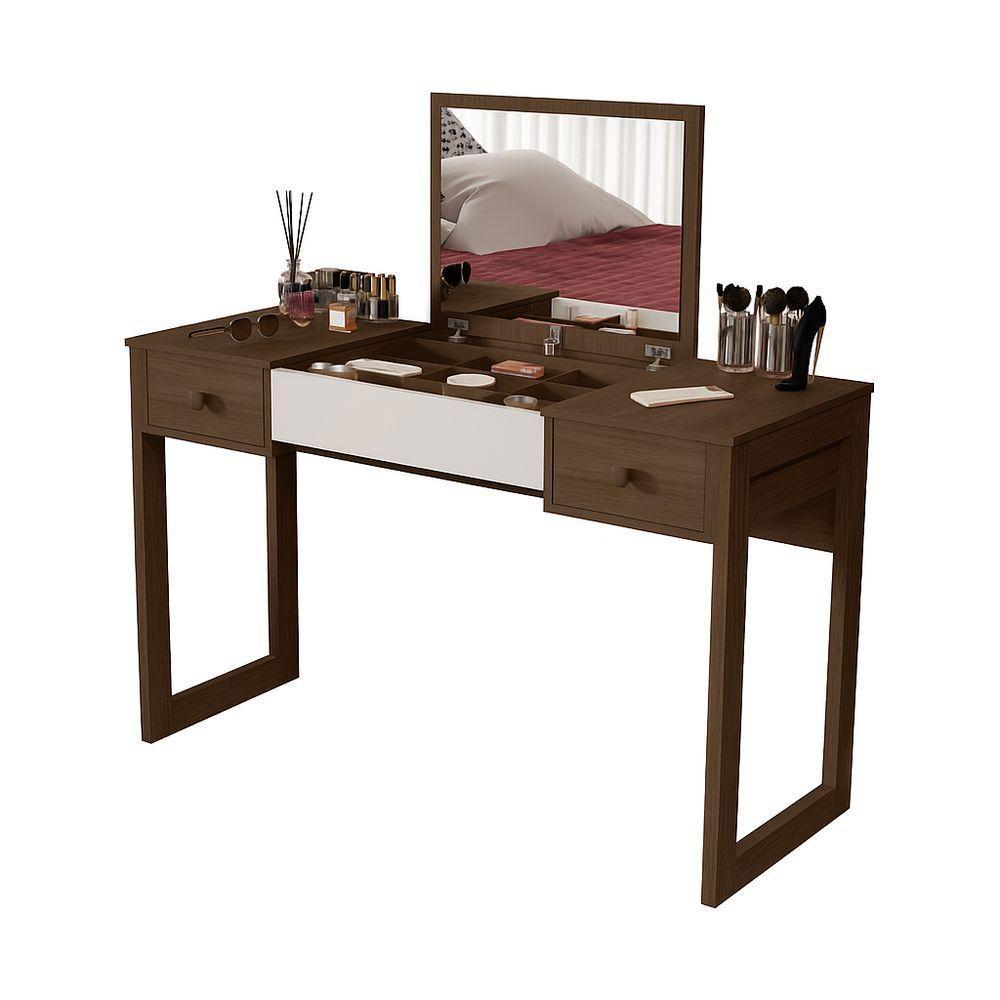 Escrivaninha Penteadeira Com Espelho Multiuso Luanda Fenix Legno/offwhite/legno - 5