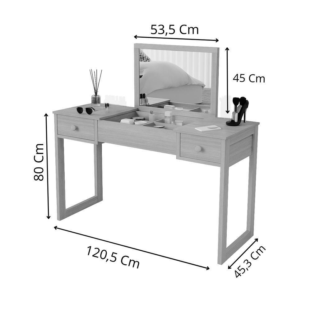 Escrivaninha Penteadeira Com Espelho Multiuso Luanda Fenix Branco - 8