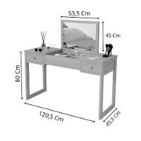 Escrivaninha Penteadeira Com Espelho Multiuso Luanda Fenix Branco - 8