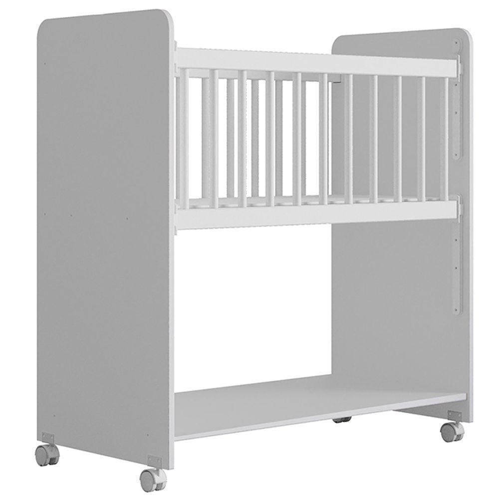 Berço De Bebê Com Rodinhas Com Grade Móvel Jasmin Branco - 1