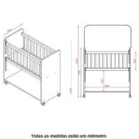 Berço De Bebê Com Rodinhas Com Grade Móvel Jasmin Branco - 3