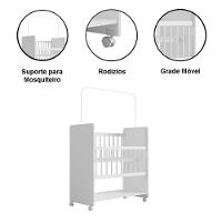 Berço De Bebê Com Rodinhas Com Grade Móvel Jasmin Branco