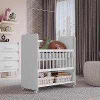 Berço De Bebê Com Rodinhas Com Grade Móvel Jasmin Branco - 5