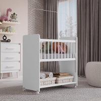 Berço De Bebê Com Rodinhas Com Grade Móvel Jasmin Branco - 6