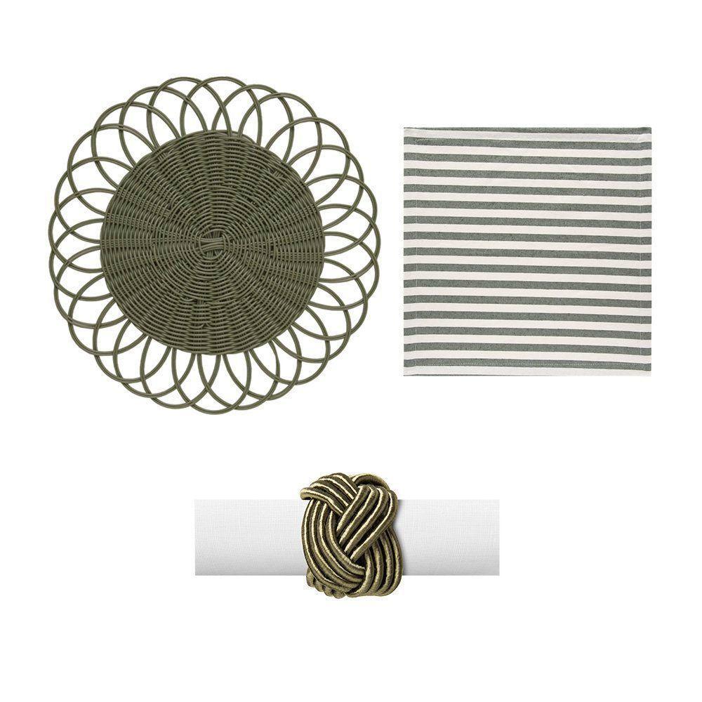 Kit De Mesa Posta Copa E Cia 4 Lugares Apolo Musgo - 1