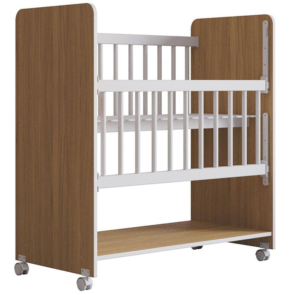 Berço De Bebê Com Rodinhas Com Grade Móvel Jasmin Nature - 1