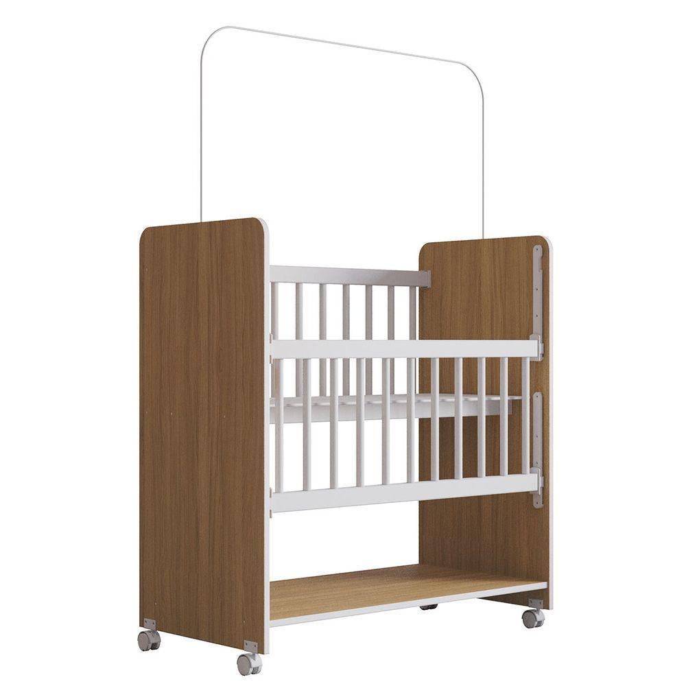 Berço De Bebê Com Rodinhas Com Grade Móvel Jasmin Nature - 4