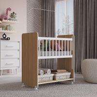 Berço De Bebê Com Rodinhas Com Grade Móvel Jasmin Nature - 3