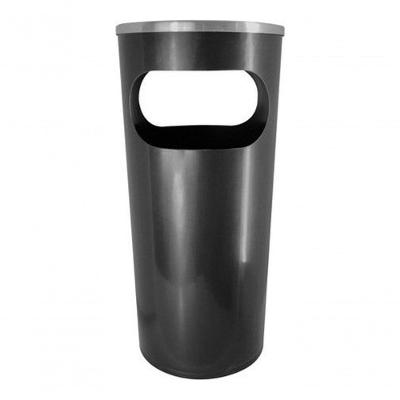 Cinzeiro Lixeira Redonda Em Plástico Com Aro Em Alumínio