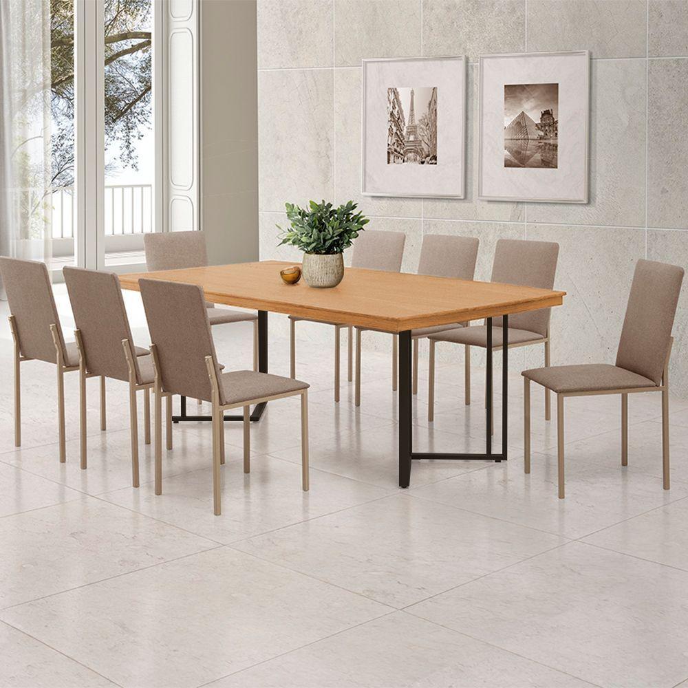 Mesa Michigan 180cm Estilo Contemporâneo Com Pés De Madeira Imbuia Base Preta - 1