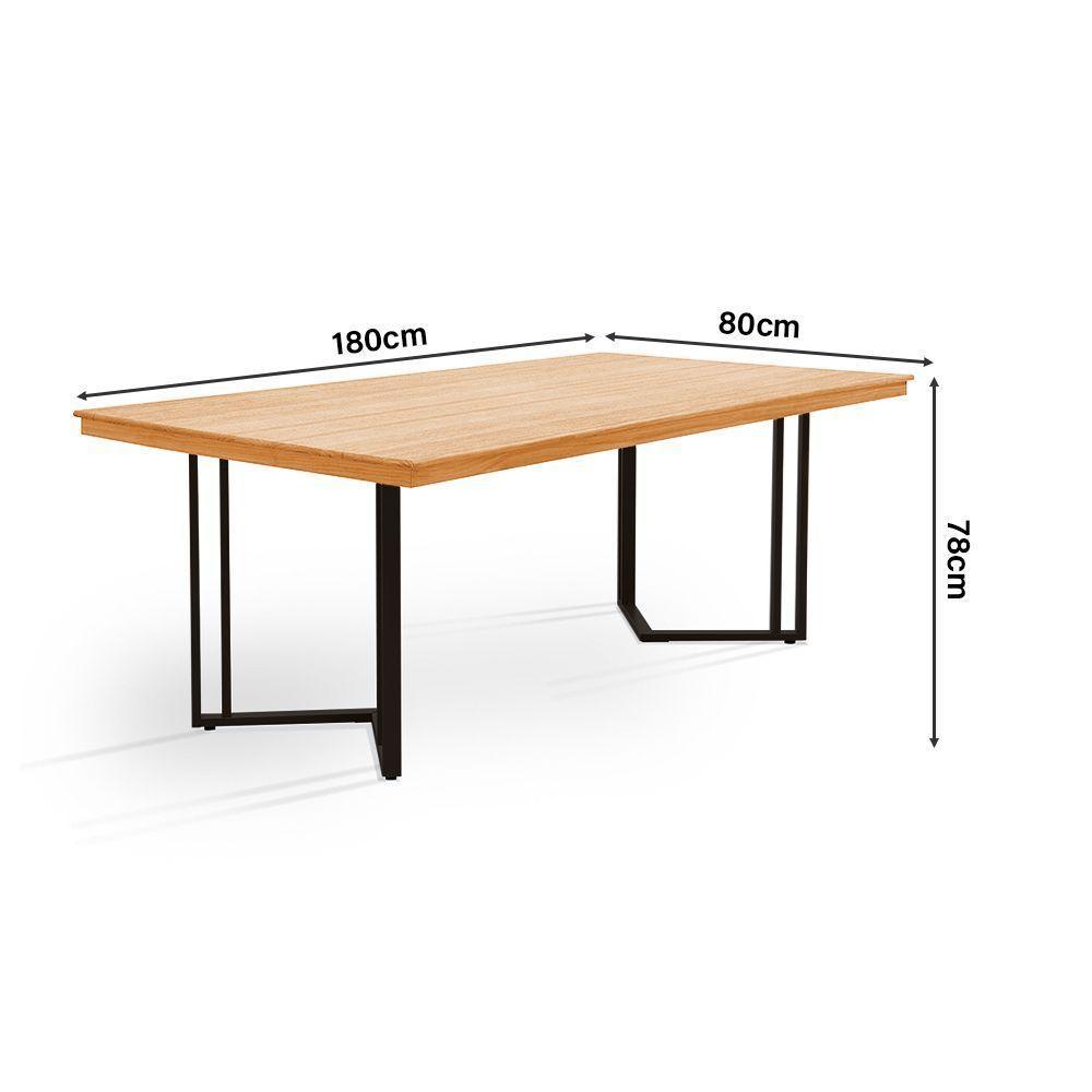 Mesa Michigan 180cm Estilo Contemporâneo Com Pés De Madeira Imbuia Base Preta - 3