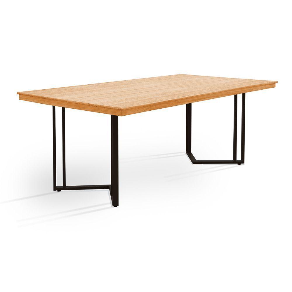Mesa De Jantar Michigan 180cm Em Madeira Maciça Imbuia Base Preta - 4