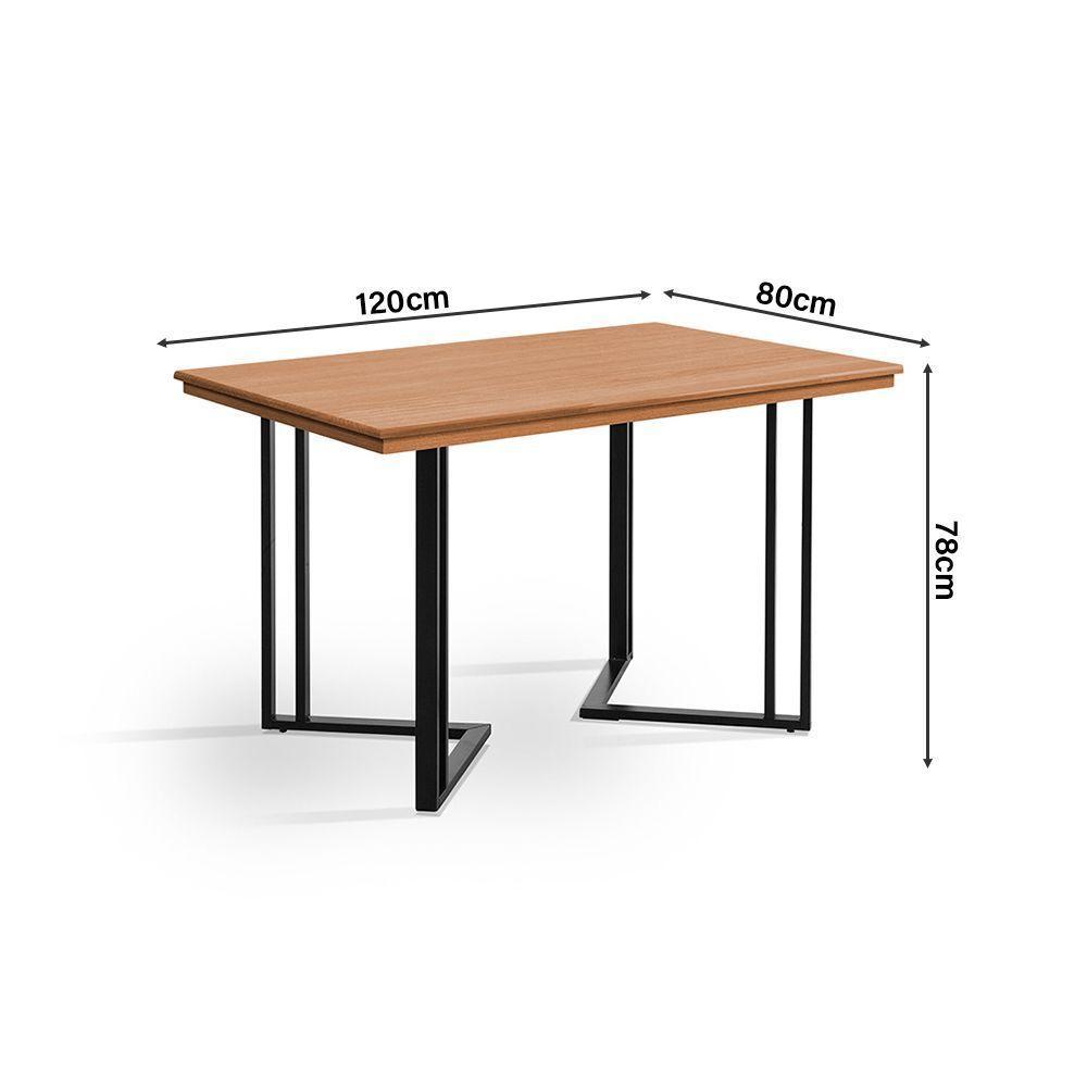 Mesa De Jantar Michigan 120cm Em Madeira Maciça Castanho Base Preta - 3