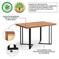 Mesa De Jantar Michigan 120cm Em Madeira Maciça Castanho Base Preta - 2