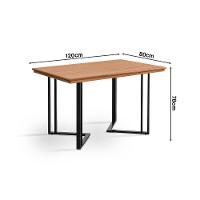 Mesa De Jantar Michigan 120cm Em Madeira Maciça Castanho Base Preta - 3