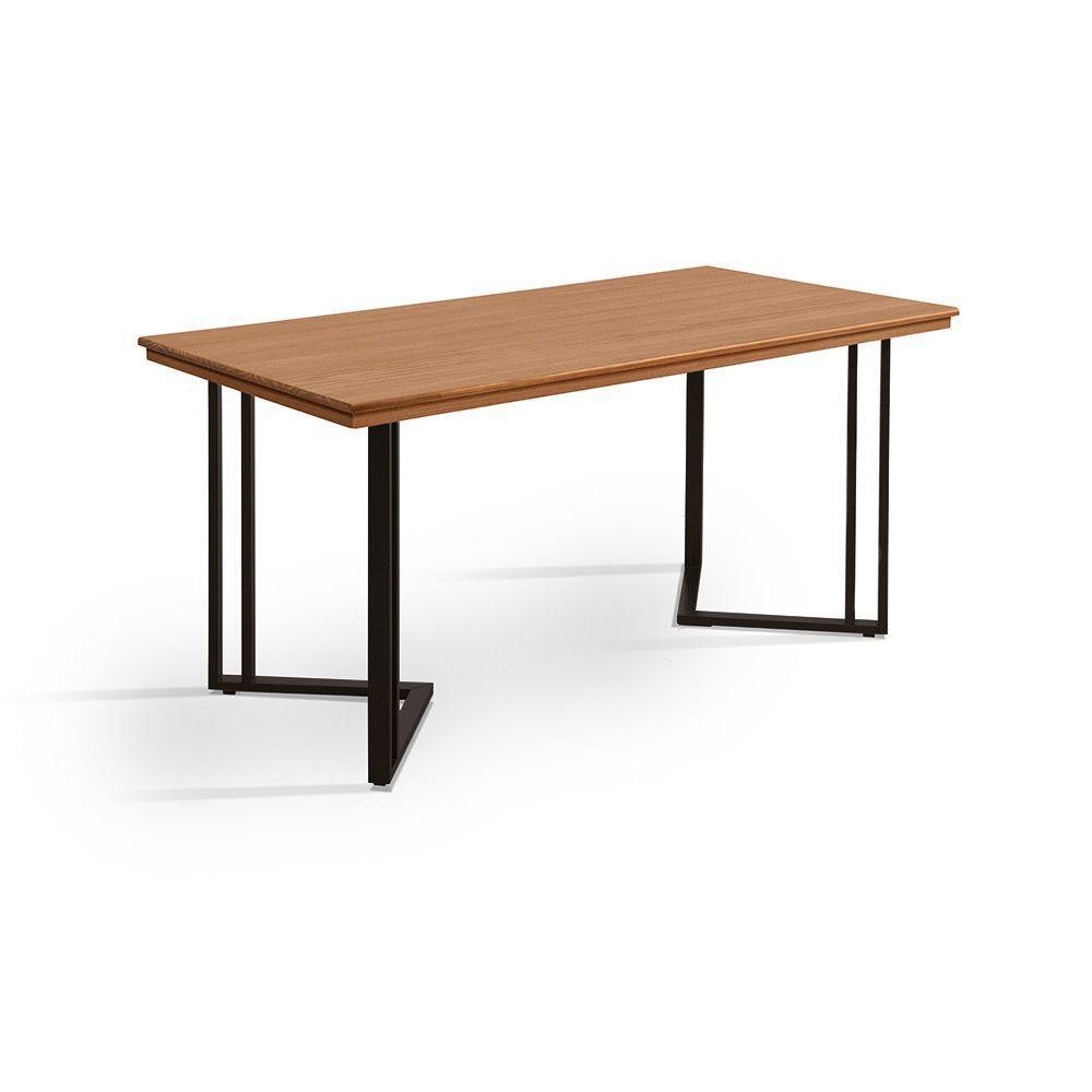 Mesa Michigan 160cm Estilo Industrial Com Pés De Madeira Castanho Base Preta - 4