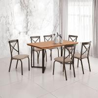 Mesa Michigan 160cm Estilo Industrial Com Pés De Madeira Castanho Base Preta - 1