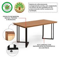Mesa Michigan 160cm Estilo Industrial Com Pés De Madeira Castanho Base Preta - 2