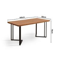 Mesa Michigan 160cm Estilo Industrial Com Pés De Madeira Castanho Base Preta - 3