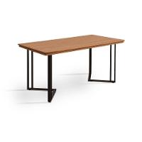 Mesa Michigan 160cm Estilo Industrial Com Pés De Madeira Castanho Base Preta - 4